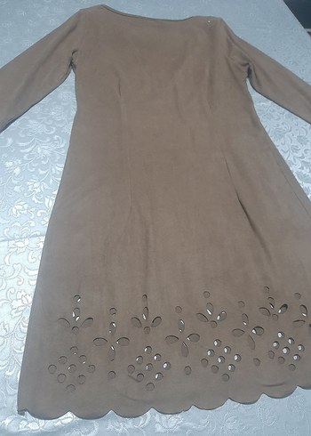 Bej  Süet Bohem Kadın Elbise - Görsel 2