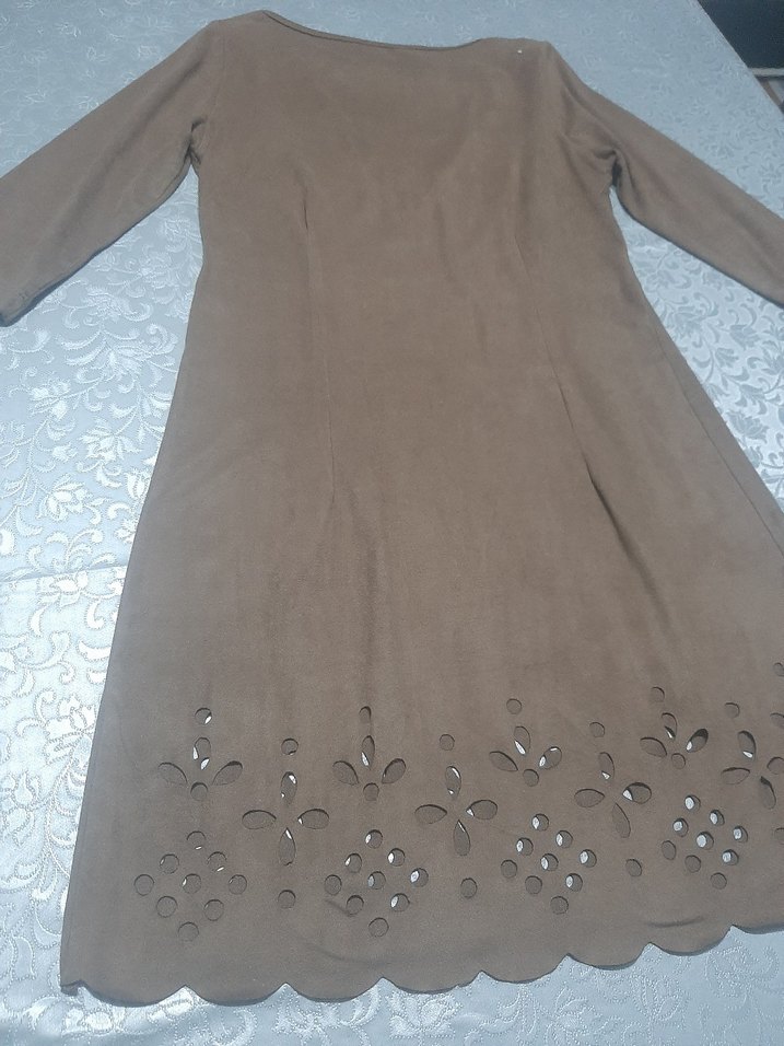 Bej  Süet Bohem Kadın Elbise - Görsel 2