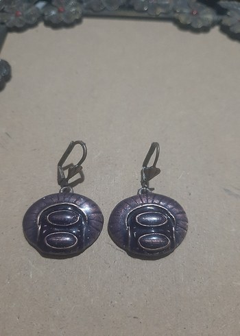 Mor Vintage Yılan Desenli Mini Küpeler - Görsel 2