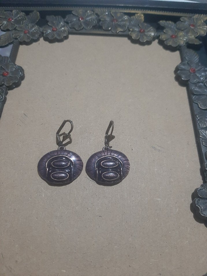 Mor Vintage Yılan Desenli Mini Küpeler - Görsel 3