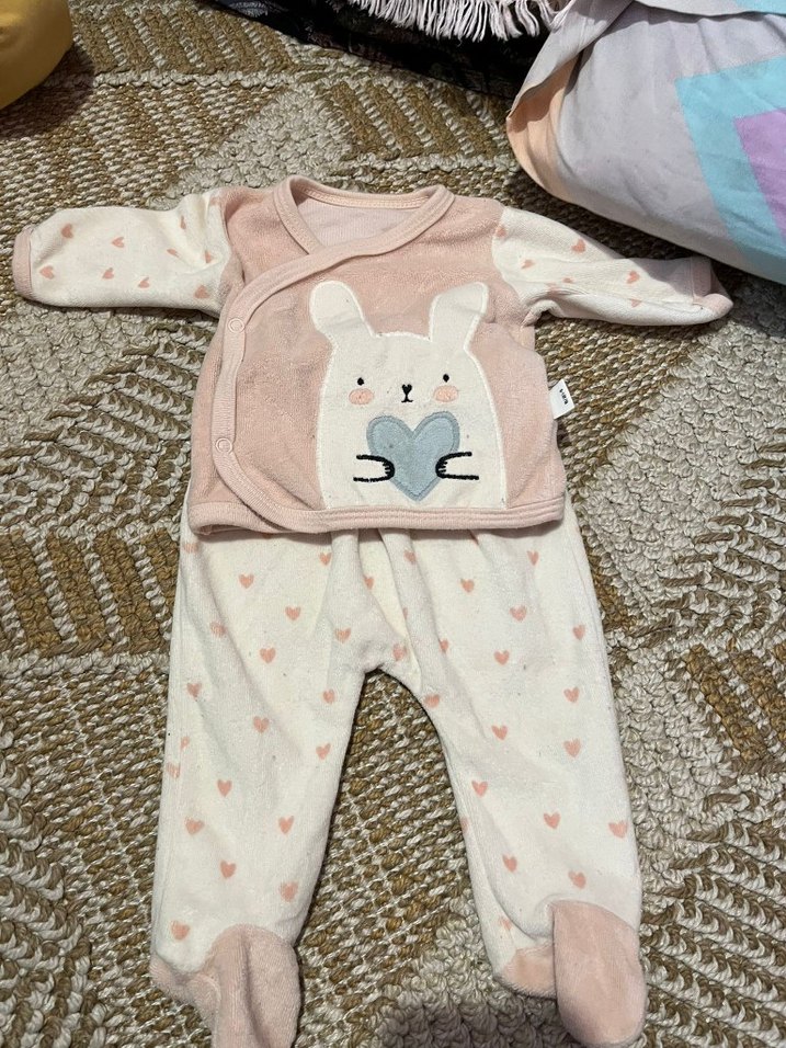 Pembe Baskılı Uzun Kollu Bebek Kıyafet Seti - Görsel 2