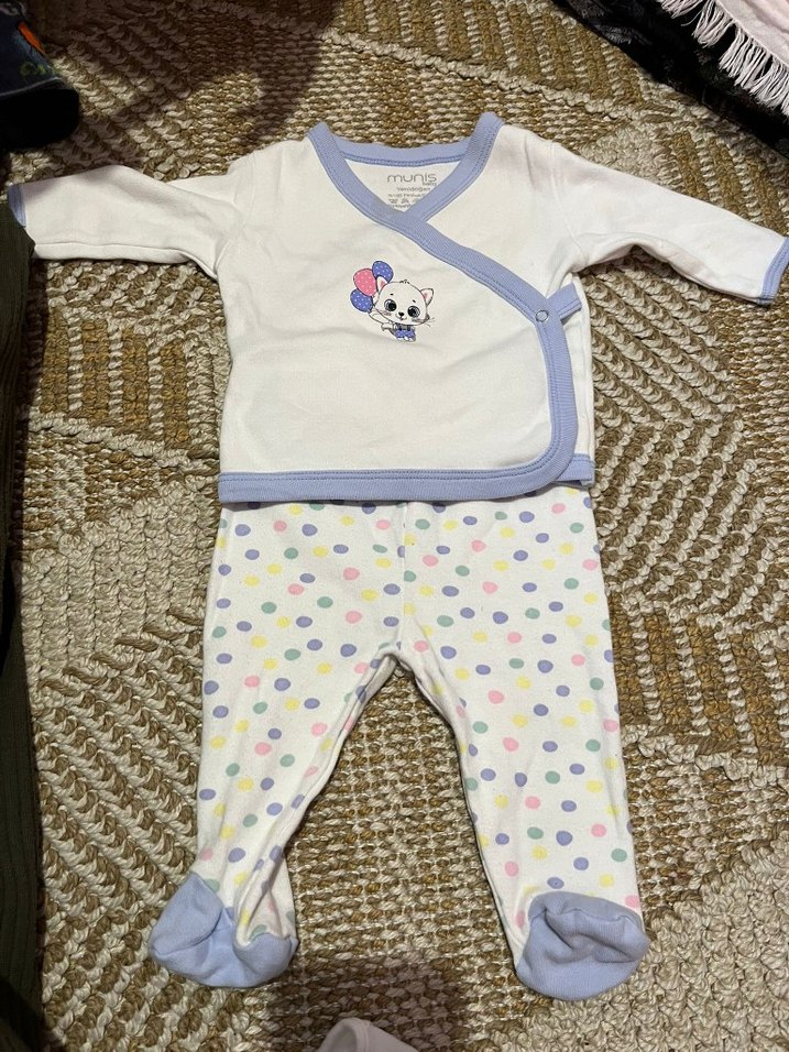 Pembe Baskılı Uzun Kollu Bebek Kıyafet Seti - Görsel 4