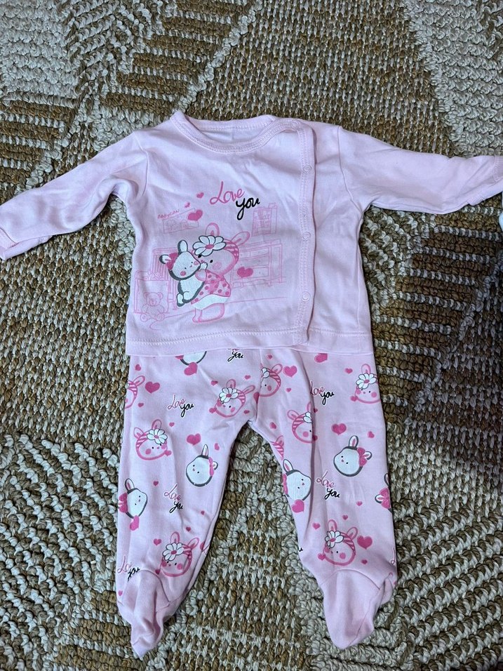 Pembe Baskılı Uzun Kollu Bebek Kıyafet Seti - Görsel 5