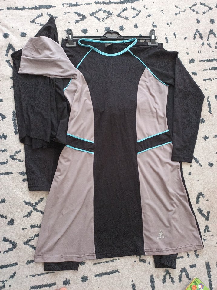 Gri Uzun Kollu tesettür mayo - Görsel 3