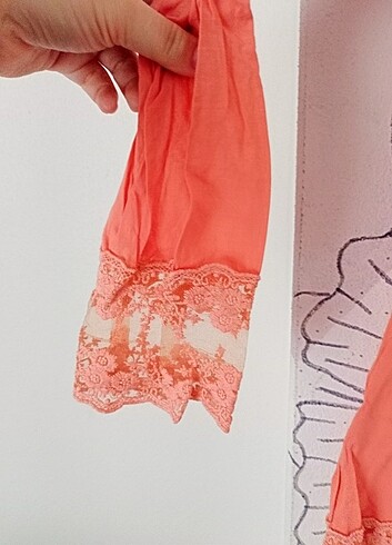 m Beden turuncu Renk Elbise ya da tunik, tul ve dantel detaylı