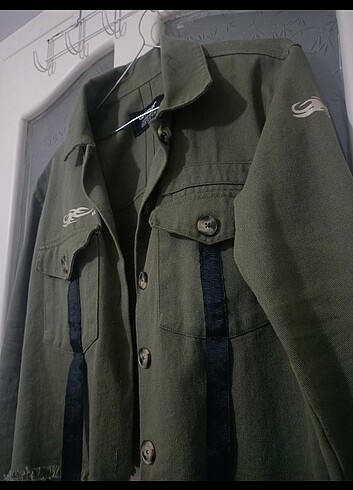 y3k vintage kot ceket koyu yeşil siyah