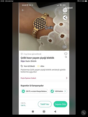 Çelik bileklik