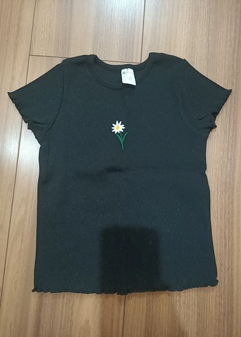 Siyah Kısa Kollu Kız Tişörtü - Görsel 2