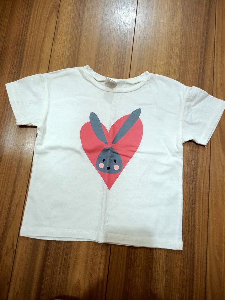 Beyaz Kız Çocuk Baskılı Kısa Kollu Tişört - Görsel 3