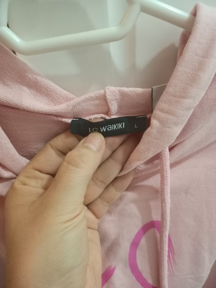 Pembe Kapüşonlu Kadın Sweatshirt - Görsel 4