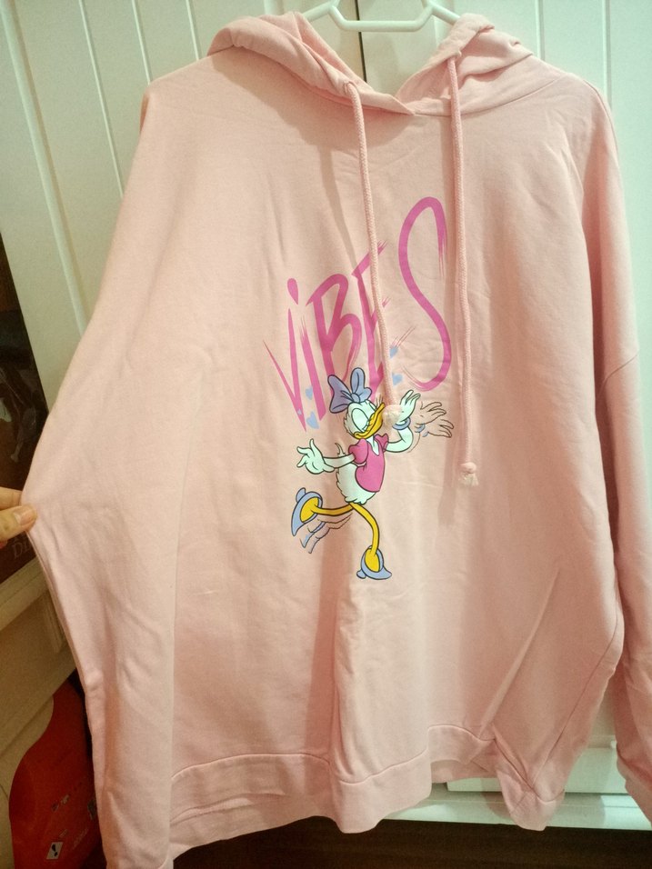 Pembe Kapüşonlu Kadın Sweatshirt - Görsel 2