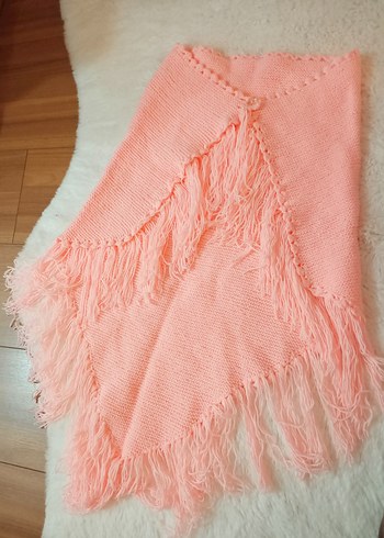 Pembe Bohem Örgü Kadın Panço El örgüsü şal - Görsel 2