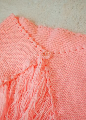 Pembe Bohem Örgü Kadın Panço El örgüsü şal - Görsel 3