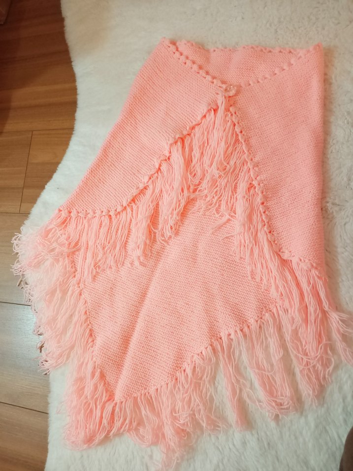 Pembe Bohem Örgü Kadın Panço El örgüsü şal - Görsel 2