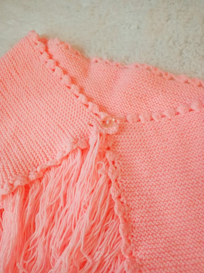 Pembe Bohem Örgü Kadın Panço El örgüsü şal - Görsel 3