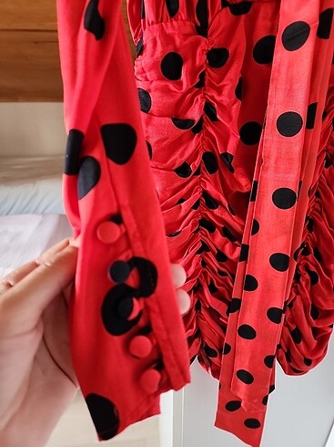 Puantiyeli mert aslan elbise - Görsel 5