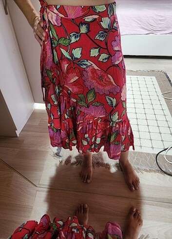 Renkli volanlıı etek - Görsel 5