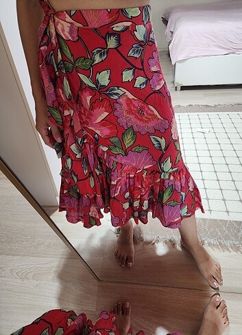 Renkli volanlıı etek - Görsel 6