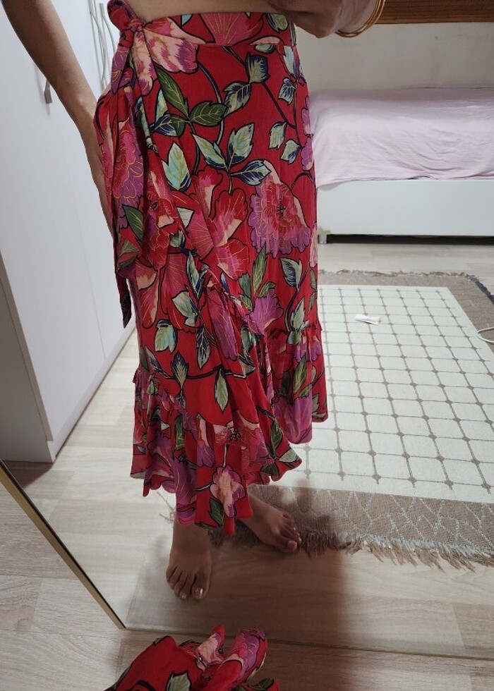 Renkli volanlıı etek - Görsel 2