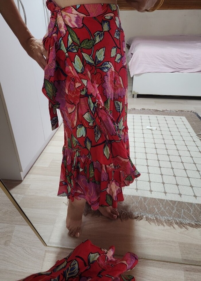 Renkli volanlıı etek - Görsel 3