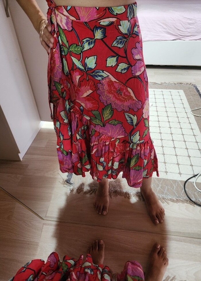 Renkli volanlıı etek - Görsel 5