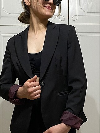 Siyah blazer ceket vatkalı