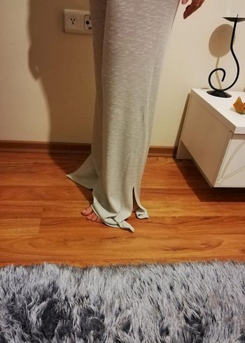 Gri Rahat Kesim Kadın Kumaş Pantolon - Görsel 4