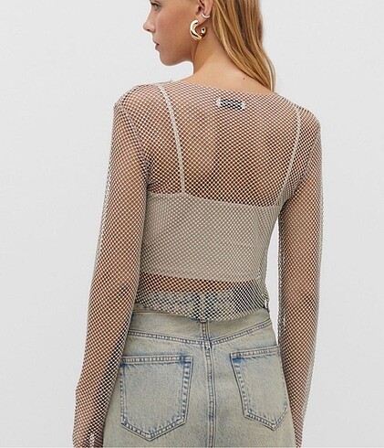 Stradivarius Stradivarius taşlı file bluz