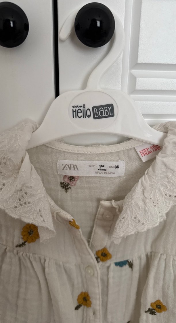 Nakışlı, Uzun Kollu Kız Keten Gömlek - Görsel 2