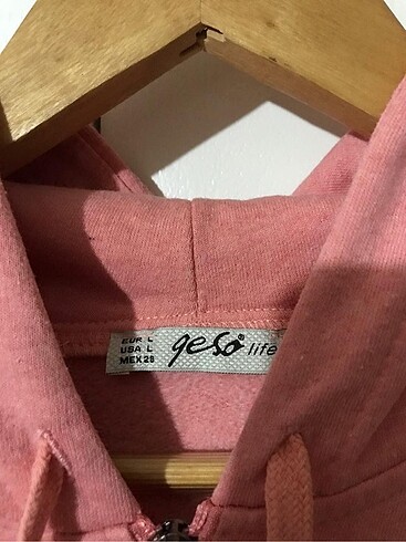 l Beden Kapüşonlu Pembe Sweat