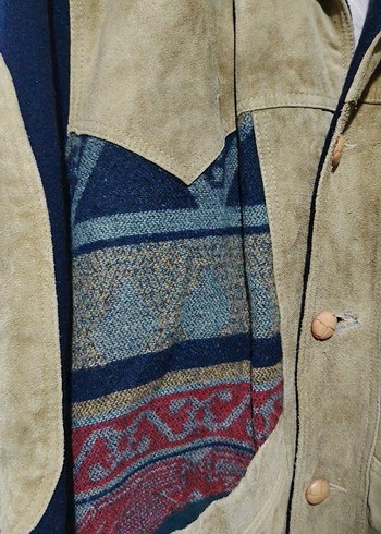 Vintage aztek Desenli süet Ceket - Görsel 4