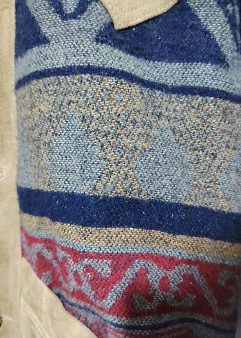 Vintage aztek Desenli süet Ceket - Görsel 3