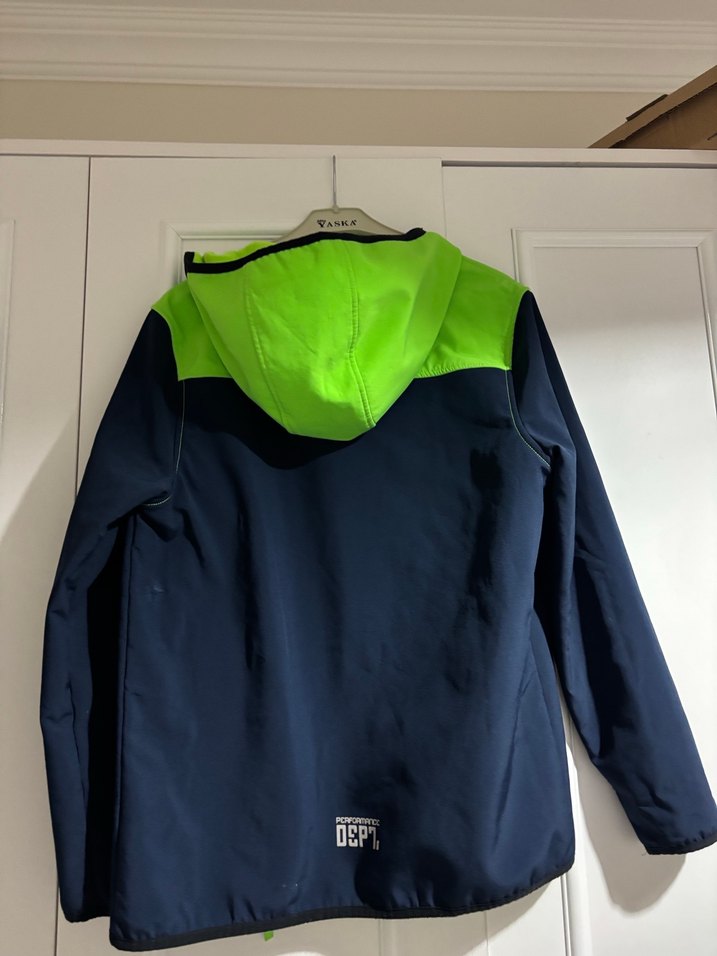 Koyu Lacivert-Yeşil Kapüşonlu Erkek Çocuk Mont - Görsel 5