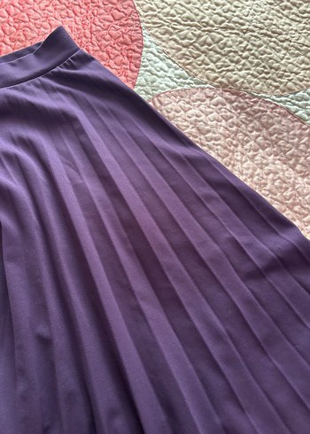 Kadın Mor Pilili Uzun Etek - Görsel 2