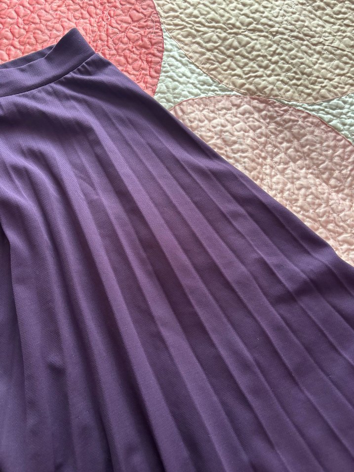 Kadın Mor Pilili Uzun Etek - Görsel 2