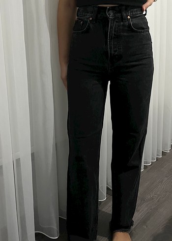 Siyah Midi Boy Kadın Denim Jean