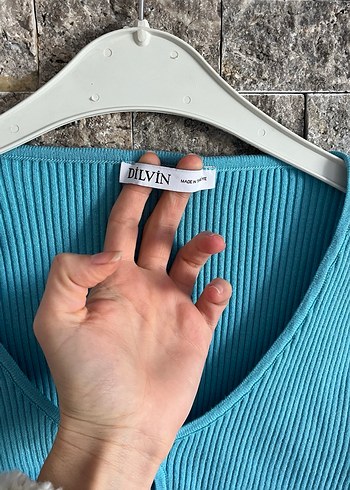 Dilvin Turkuaz Crop Triko Kadın Kazak - Görsel 2