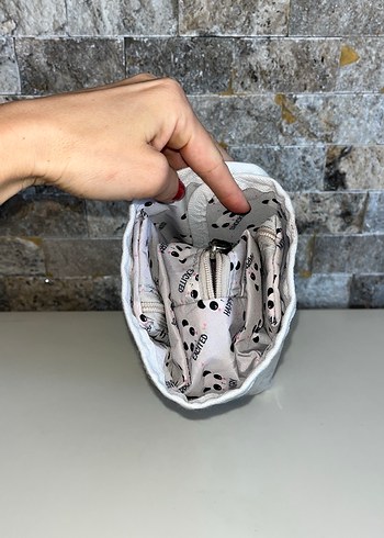 Gri Panda Desenli Makyaj Organizer Çantası - Görsel 3