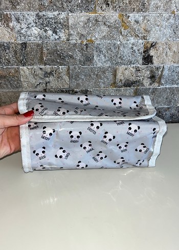 Gri Panda Desenli Makyaj Organizer Çantası - Görsel 2