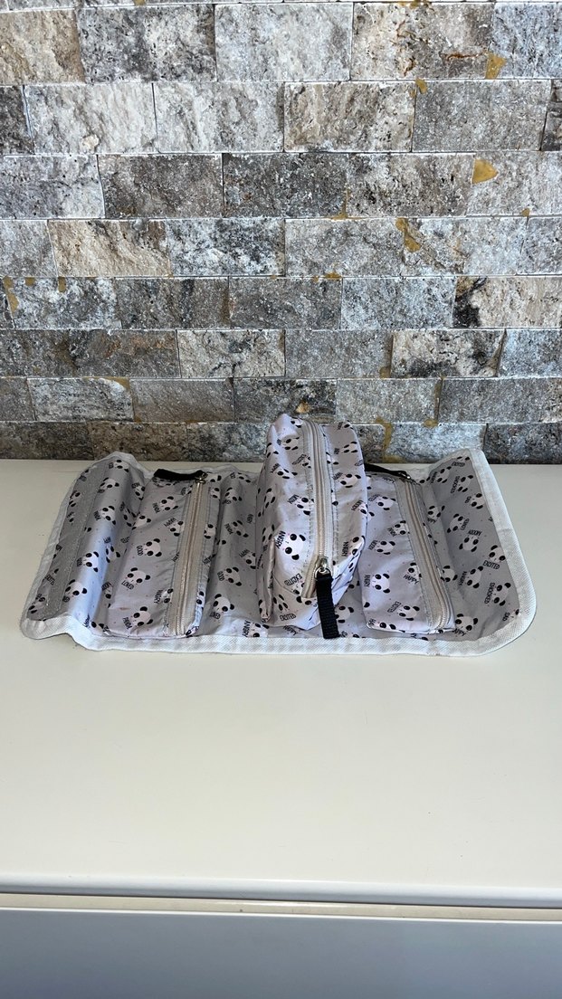 Gri Panda Desenli Makyaj Organizer Çantası - Görsel 4