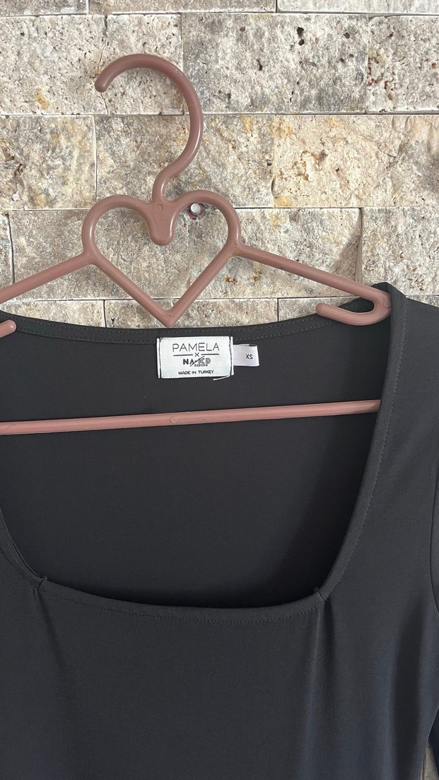 Siyah Uzun Kollu yırtmaçlı Elbise - Görsel 3