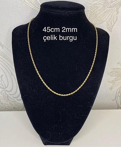 Çelik burgu zincir kolye 45cm 2mm