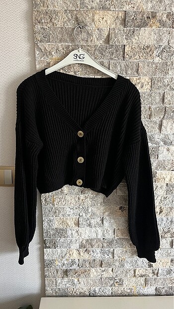 Zara Siyah kısa crop hırka