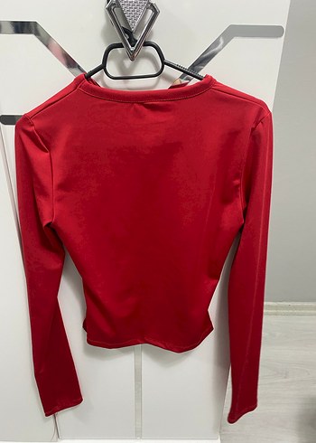 Kırmızı Uzun Kollu Kadın Bluz - Görsel 3