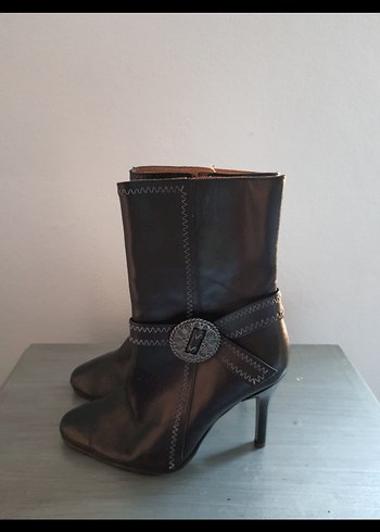 Erol Deri Stiletto Topuklu Kemerli Bot