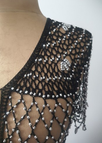 Boncuk İşlemeli Siyah Gotik Vücut Zinciri - Görsel 2