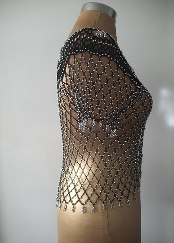 Boncuk İşlemeli Siyah Gotik Vücut Zinciri - Görsel 3