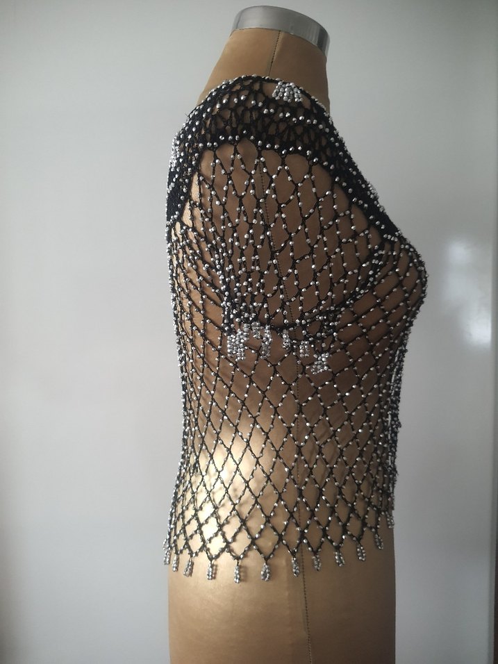 Boncuk İşlemeli Siyah Gotik Vücut Zinciri - Görsel 3