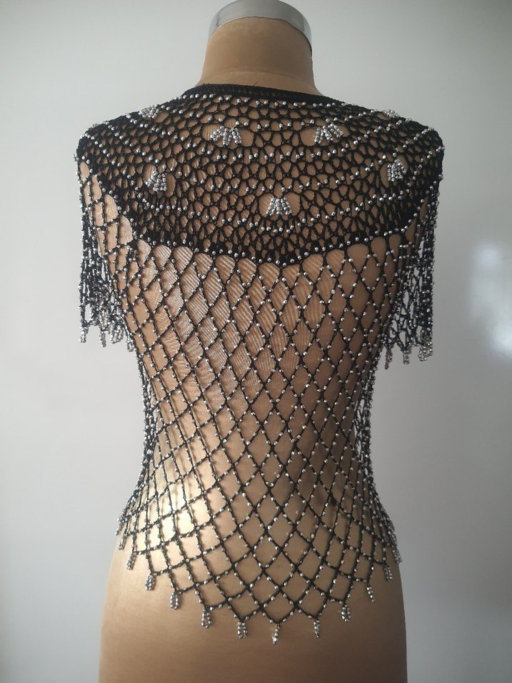 Boncuk İşlemeli Siyah Gotik Vücut Zinciri - Görsel 4