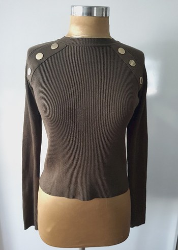 Düğmeli Yüksek Yaka Kadın Kazak - Görsel 2